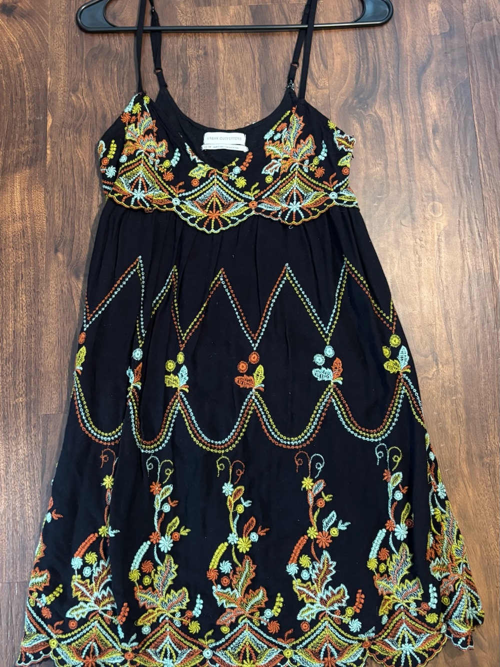 Urban Outfitters Black Floral Embroidered Dress